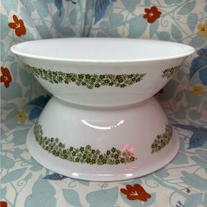 2 Vintage Corelle Serving Bowls Spring Blossom Green White Crazy Daisy Flower